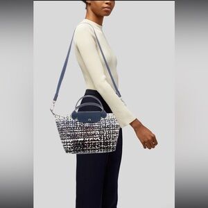 Longchamp Le Pliage Neo Fantasie Blues Polka Dot 2-Way Tote w/ Crossbody Strap